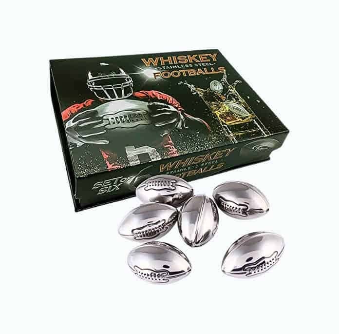 Whisky Stones Stainless Steel Footballs - Set of 6