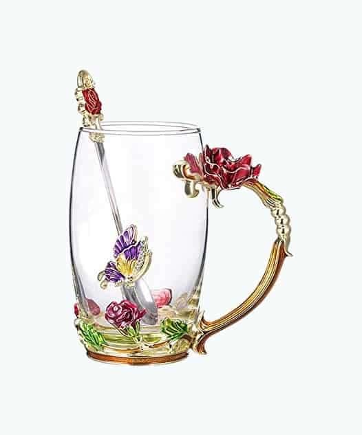 Flower Glass Tea Mug