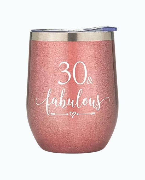 Rose Gold 30 & Fabulous Wine Tumbler