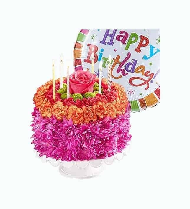 Birthday Wishes Flower Cake