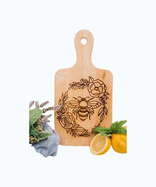 Floral Honey Bee Cutting Board