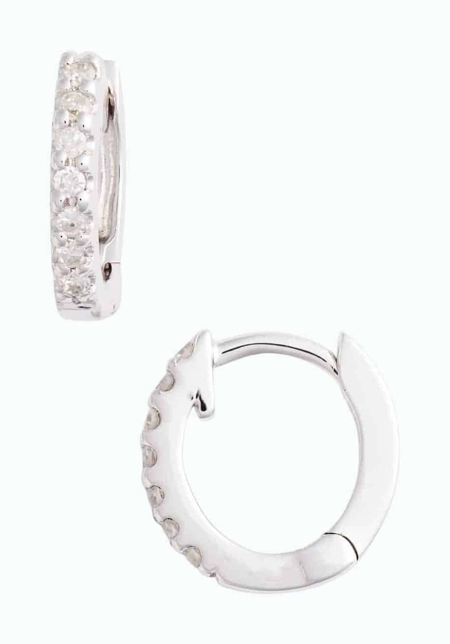 Mini Diamond Huggie Hoop Earrings