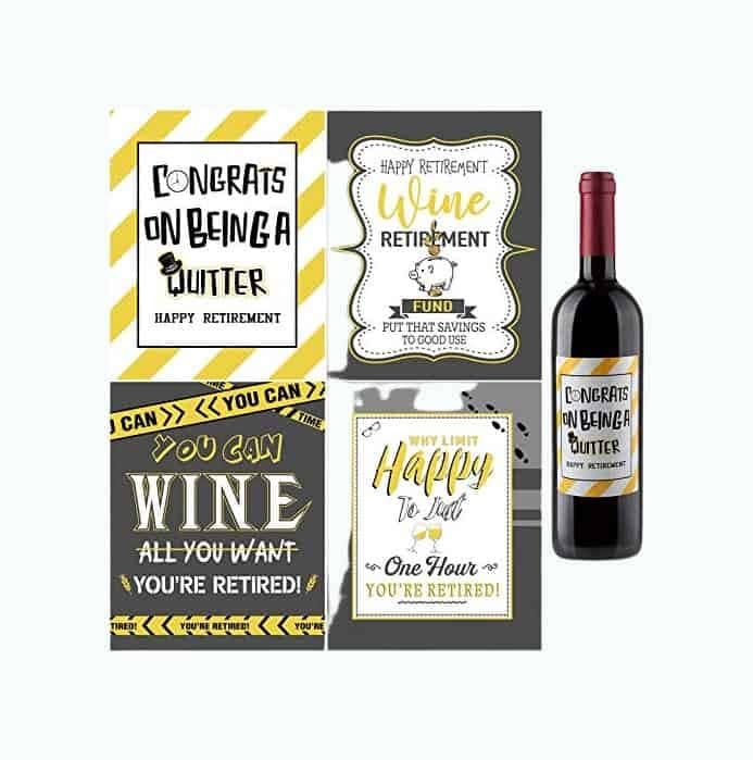 Retirement Wine Bottle Labels