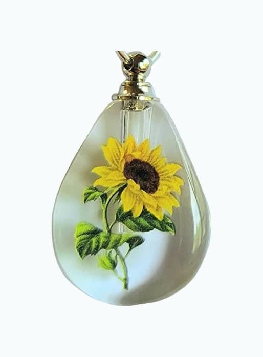 Cremation Urn Sunflower Necklace