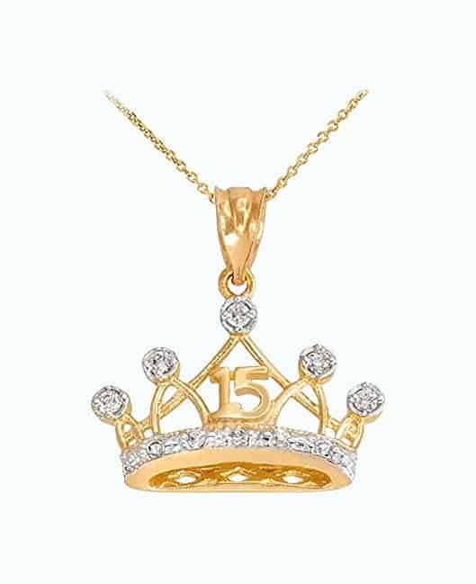 Quinceañera Crown Pendant Necklace