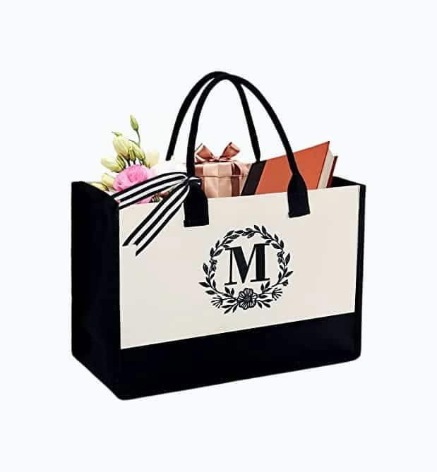 Initial Canvas Tote Bag