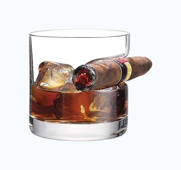 Old Fashioned Whiskey Glasses With Indented Cigar Rest