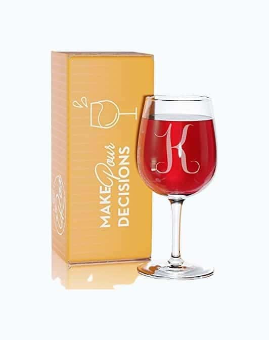 Monogrammed Wine Glass