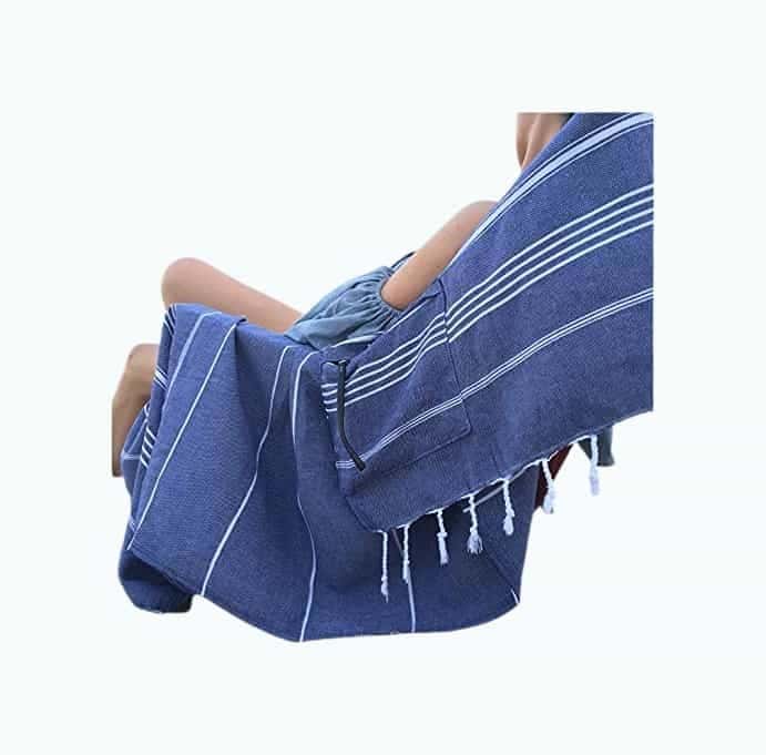 Sandproof Turkish Beach Towels w/Hidden Pocket