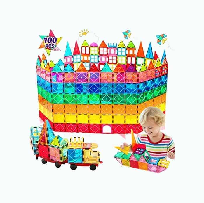 100 Pieces Oversized Magnetic Building Blocks for Kids Ages 4-8