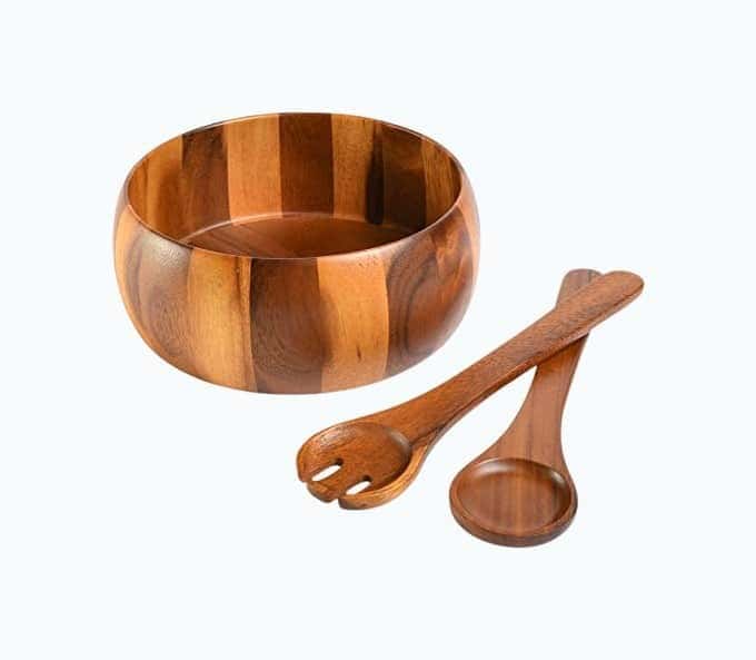 Acacia Wood Salad Bowl Set