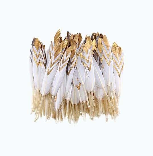 50 Pieces Colorful Gold Goose Feathers