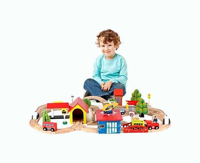 Qilay Wooden Train Set