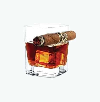 Whiskey Glass And Cigar Holder