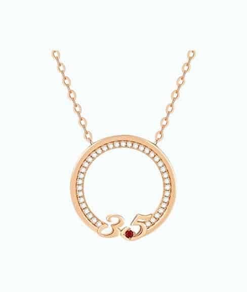 Rose Gold Pendant 35th Anniversary Necklace