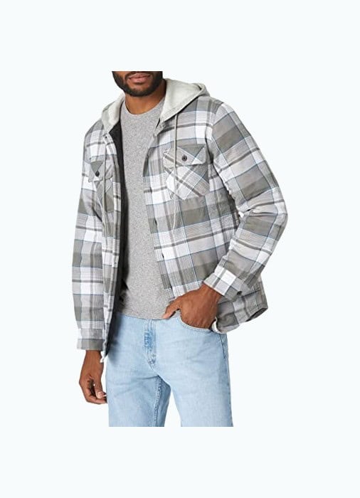 Wrangler Flannel Shirt Jacket with Hood