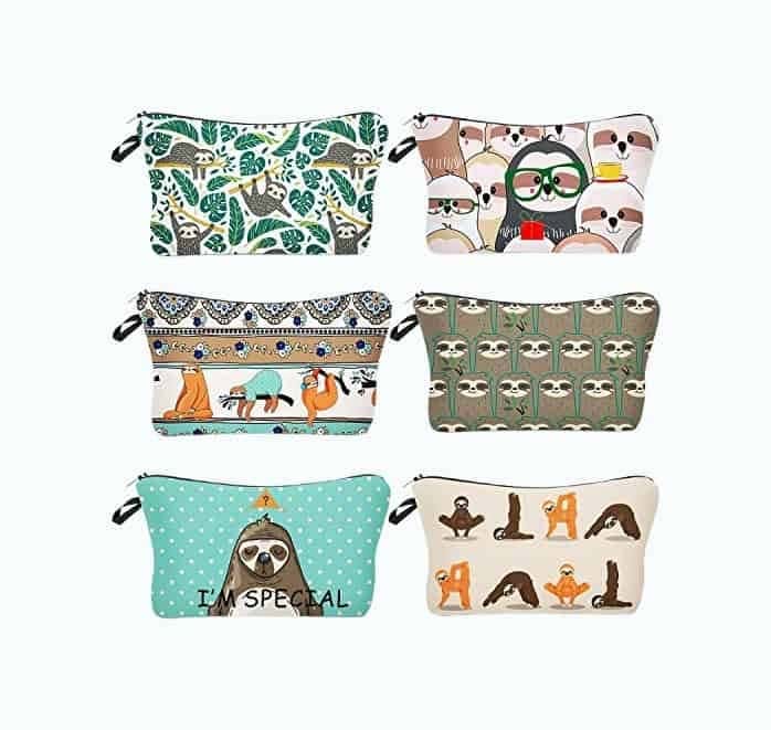 Six Pieces Makeup Bags Sloth Cosmetic Pouch