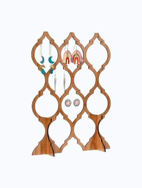 Cherry Wood Arabesque Earring Stand