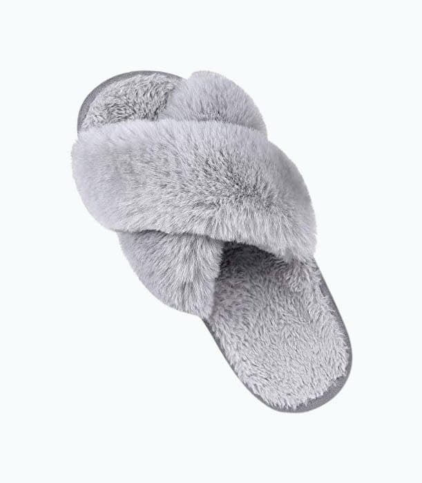 Fuzzy Cross Band Slippers