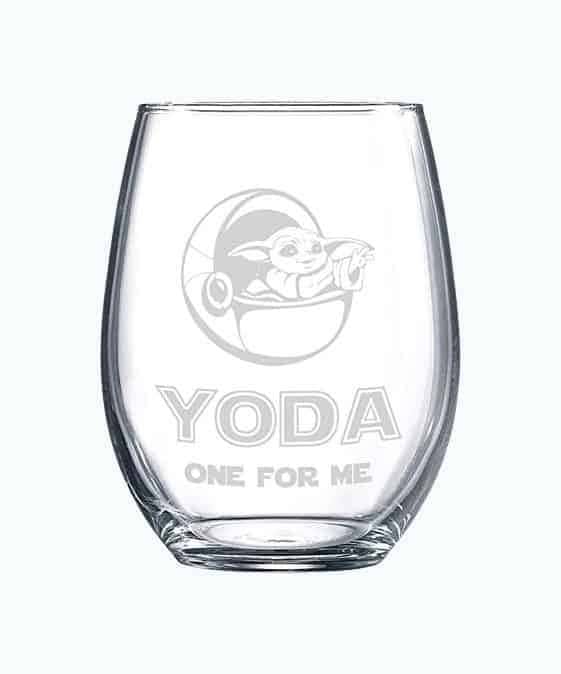 Baby Yoda Stemless Wine Glass