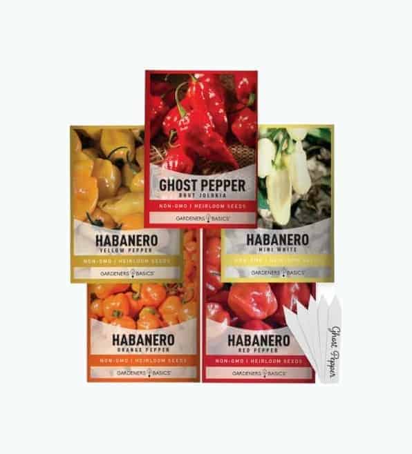 Hot Pepper Seeds For Planting Ghost Habanero - 5 Varieties Pack