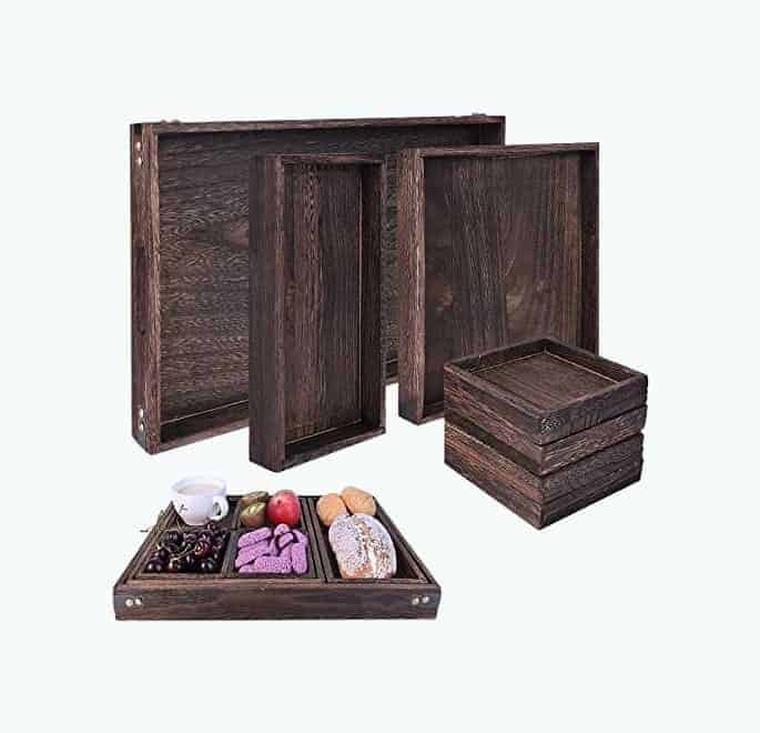 Wood Serving Tray Set