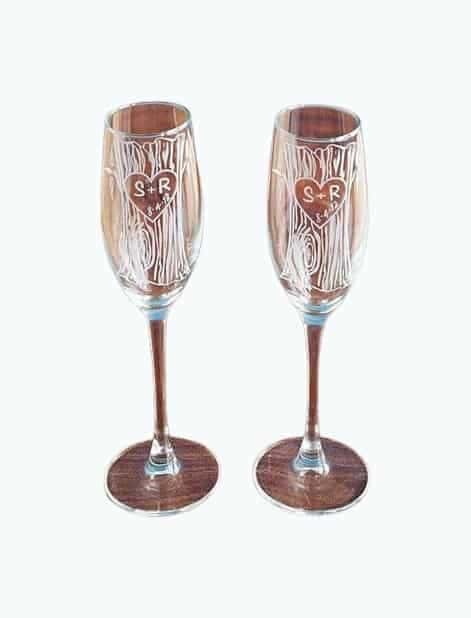 Etched Champagne Flute Set