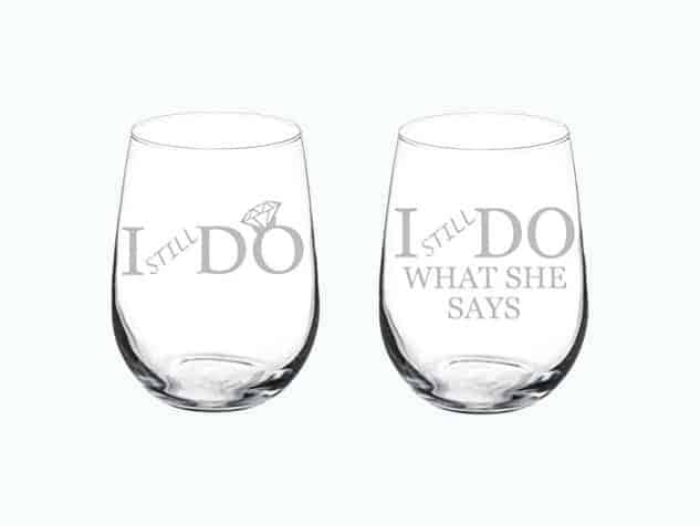 Set of 2 Funny Wine Glasses