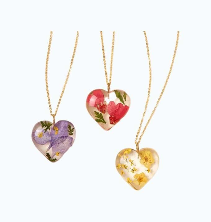 Birth Month Flower Heart Necklace