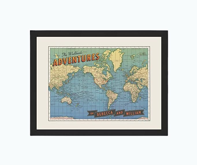 Personalized Push Pin World Map