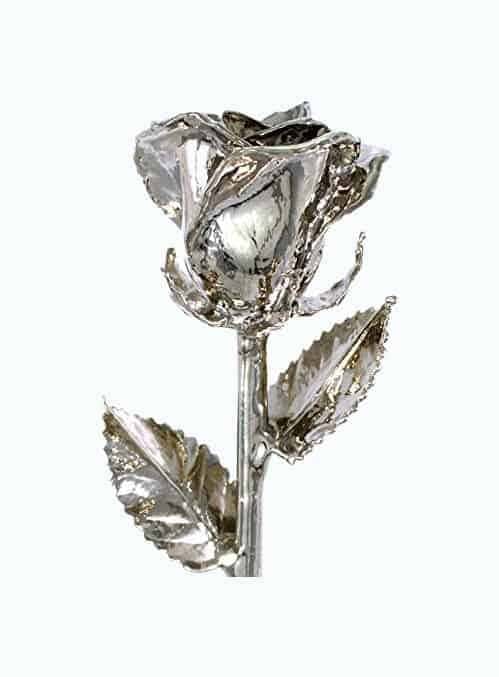 Platinum Dipped Long Stem Genuine Venus Rose In Gift Box