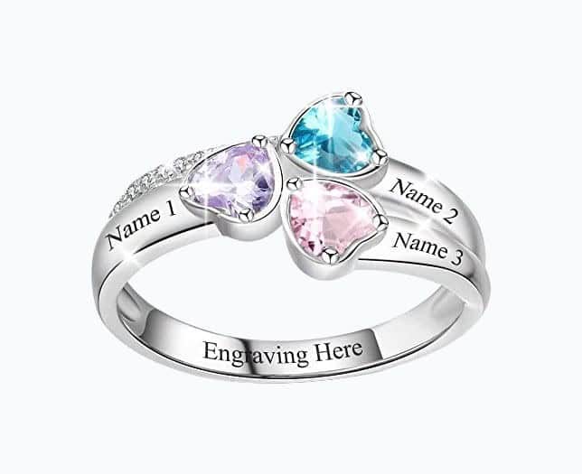 Personalized Mom Birthstone Ring