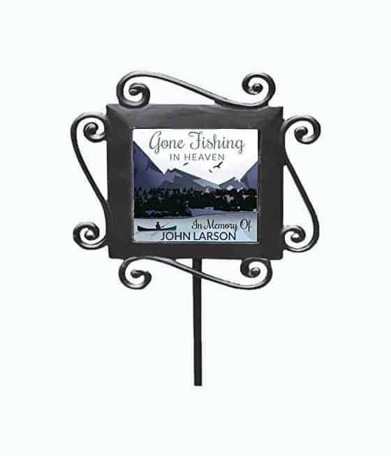 Personalized Gone Fishing in Heaven Garden Stake