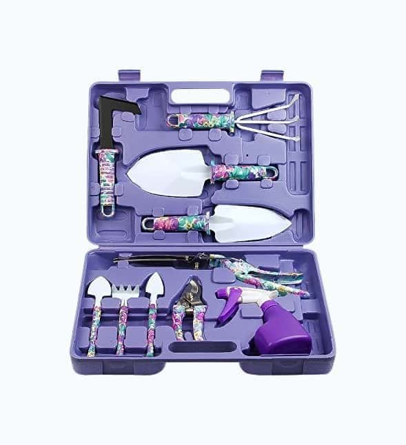 Gardening Tools with Purple Floral Print