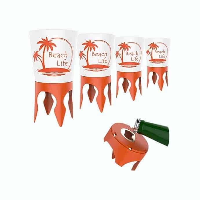 Beach Cups With Spiked Holders and Bottle Openers