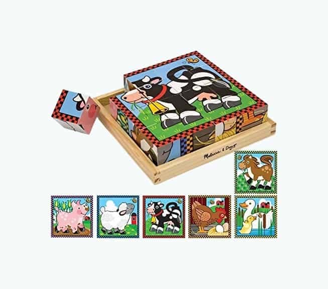 Melissa & Doug Farm Wooden Cube Puzzle