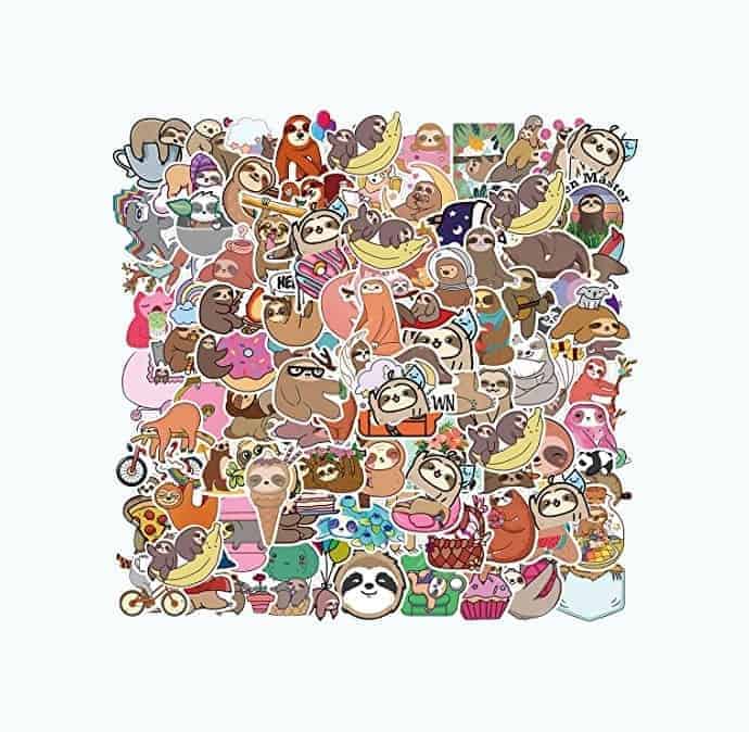 Sloth Stickers Pack-100 Cute Vinyl Waterproof Decals