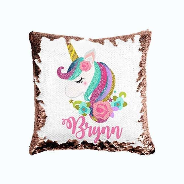 Personalized Unicorn Reversible Sequin Pillow