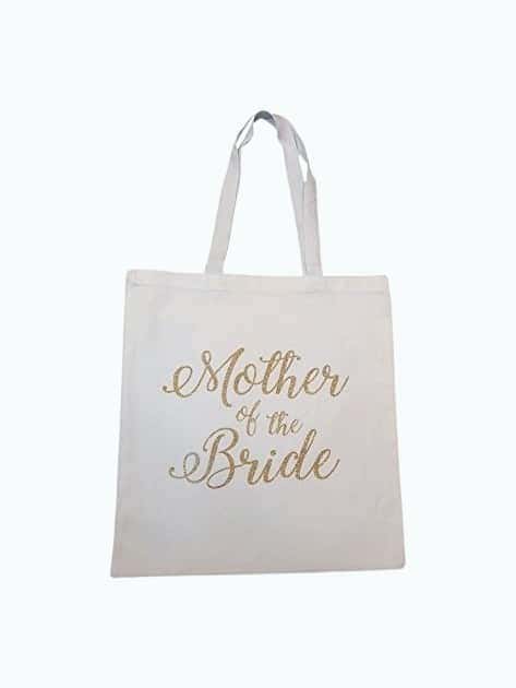 Mother of The Bride Gold Lettering Canvas Tote Bag