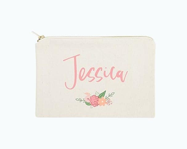 Personalized Floral Cosmetic Bag