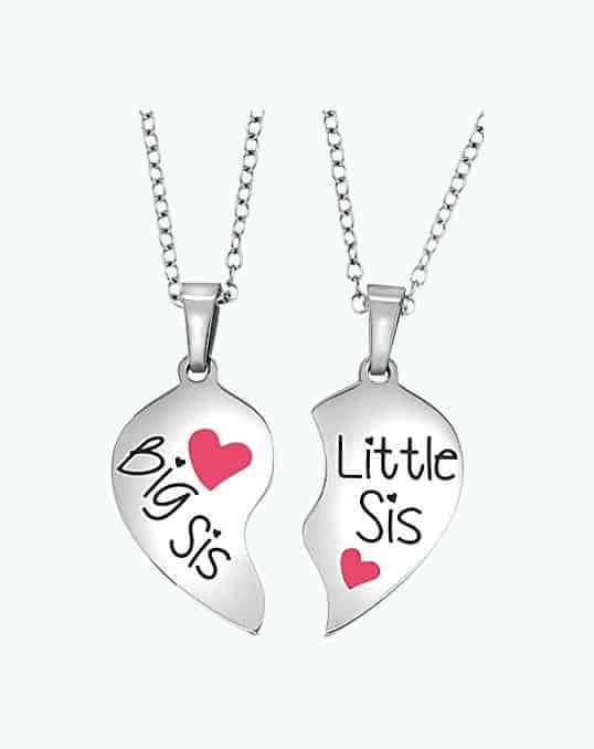 Sisters Heart Necklace Set