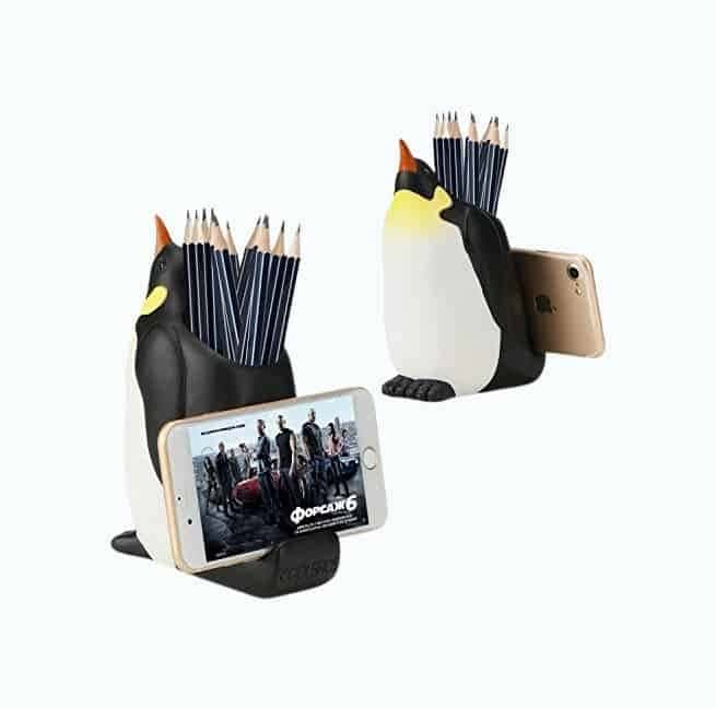 Penguin Pencil Holder with Phone Stand