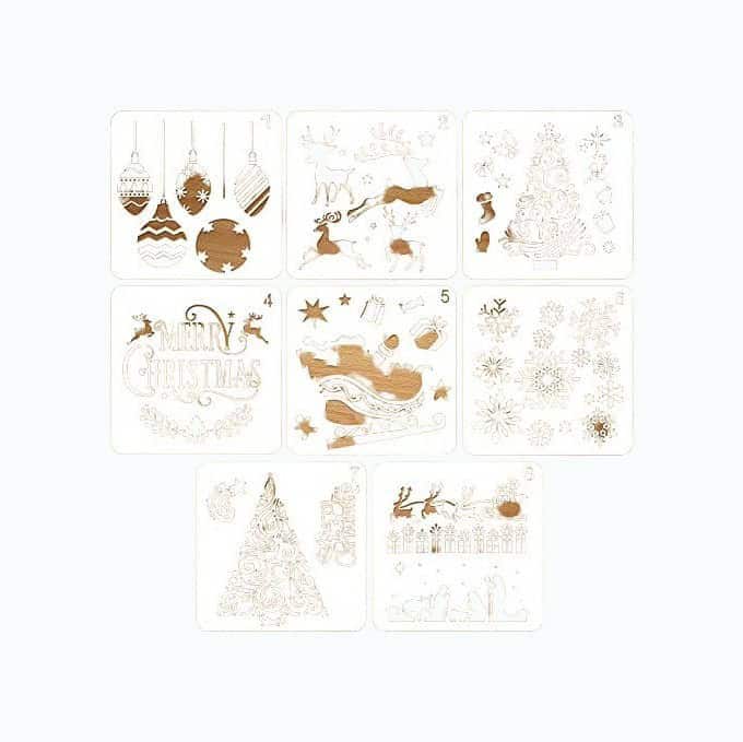 Eight Pieces Christmas Stencils Template