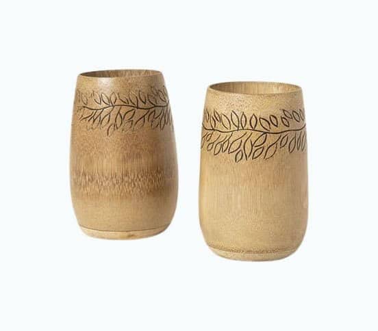 Hand Carved Bamboo Tumbler Set