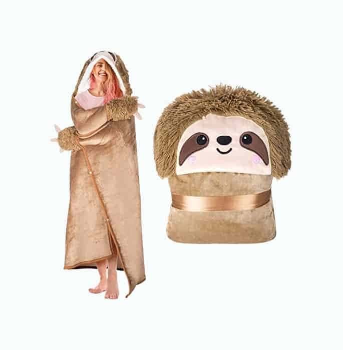 Sloth Wearable Hooded Blanket for Adults