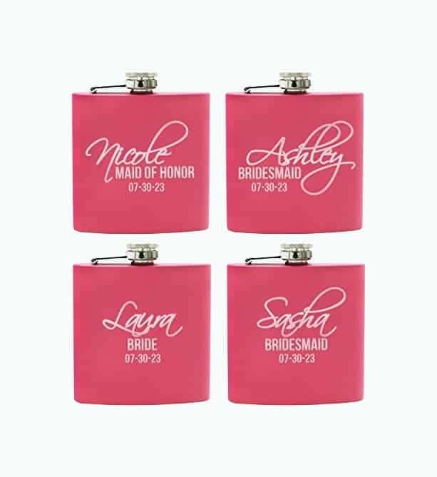 Personalized Bridesmaid Flask Set