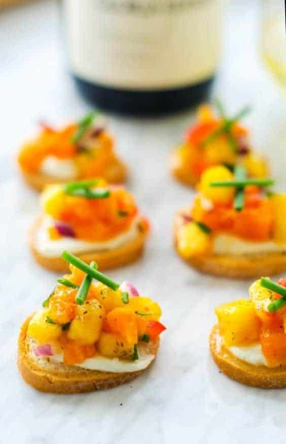 06 | GOAT CHEESE CROSTINI WITH ORANGE PEACH SALSA