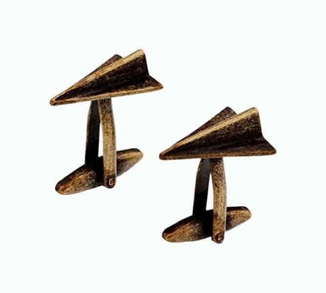 Bronze Color Paper Airplane Cufflinks