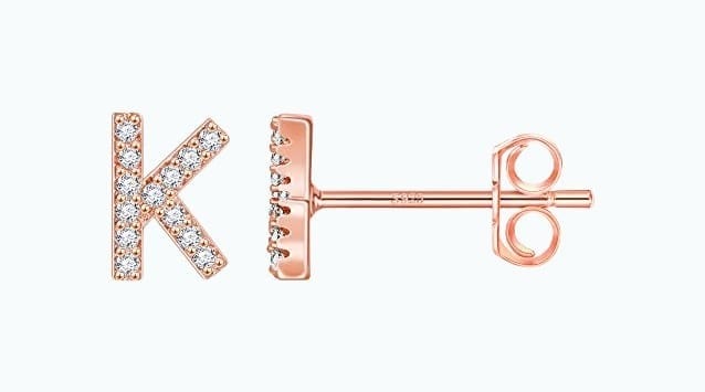 Initial Stud Earrings for Girls - 14K Rose Gold Plated