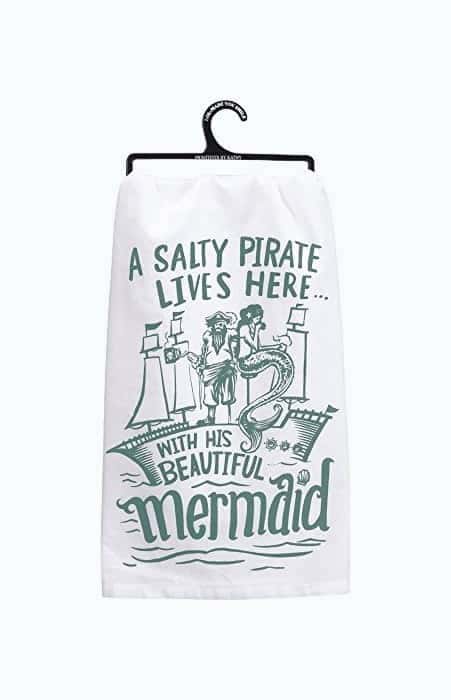 Funny Mermaid Pirate Dish Towels